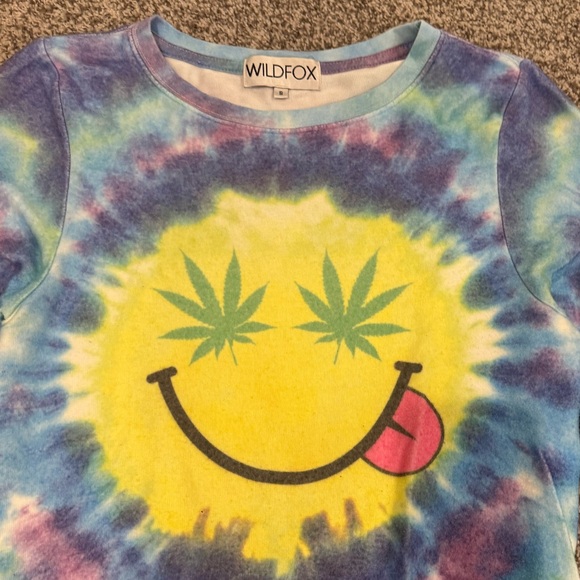 Wildfox multi-colored tie-dye smiley face pullover sweatshirt - Picture 2 of 7